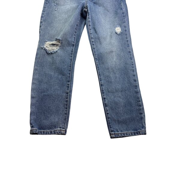 RSQ Womens Boyfriend Distressed Jeans Size 1/25 Blue Denim Button Fly Cropped - Picture 3 of 8